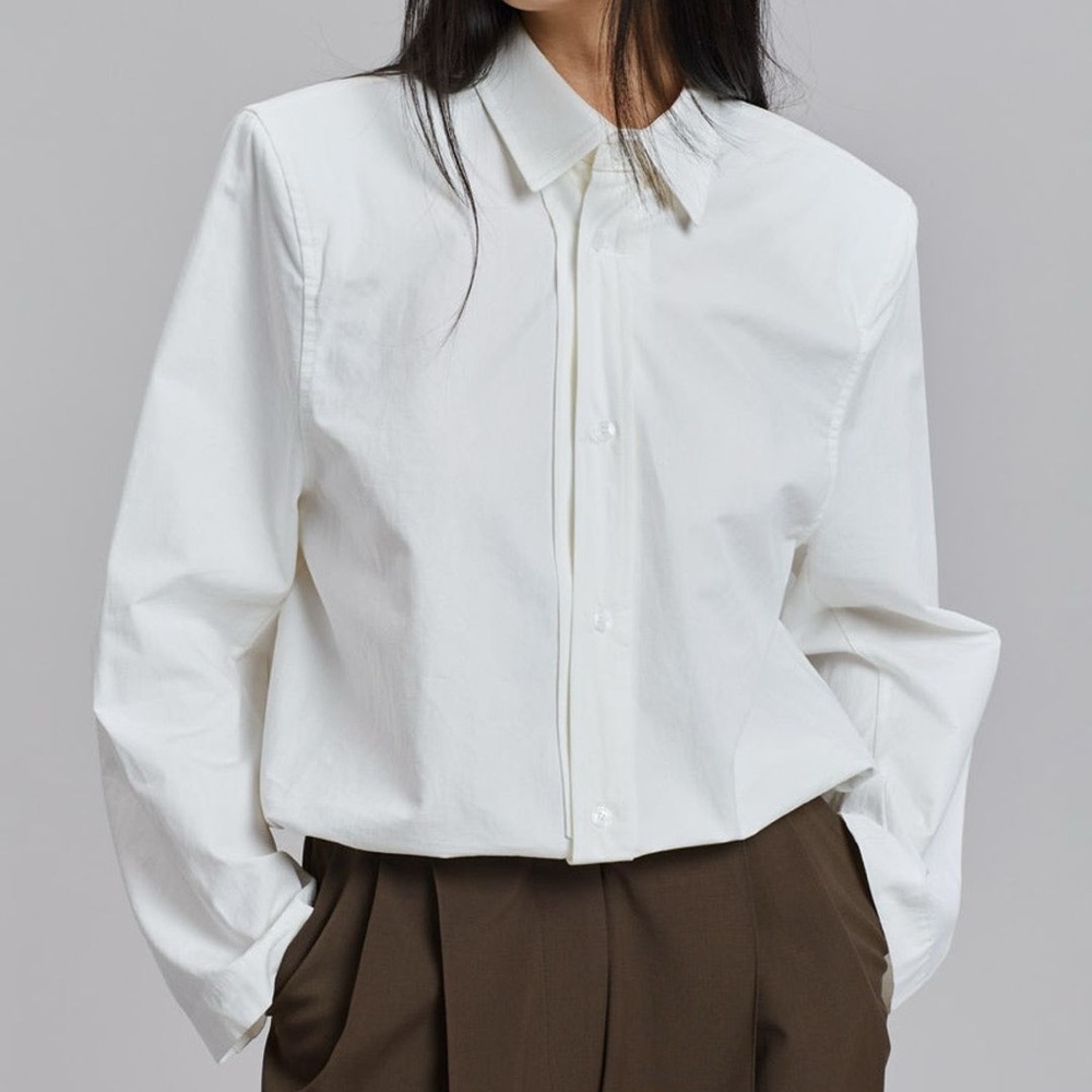 The Frankie Shop Daor Padded Shoulder Shirt Size XS/S White